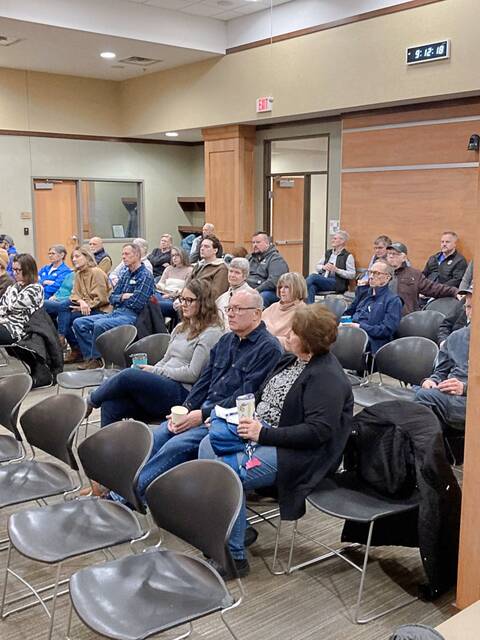 Brookings area residents listen to area lawmakers during the legislative coffee Saturday.