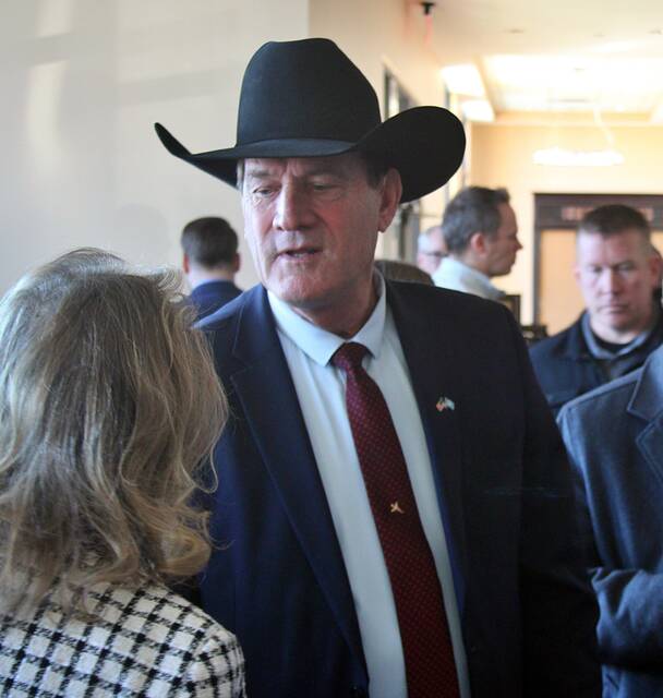 South Dakota Gov. Larry Rhoden was among the many dignitaries at the March 11 groundbreaking ceremony in Brookings for the expansion of the Bel Brands USAs facility there.
                                 Mondell Keck/Brookings Register