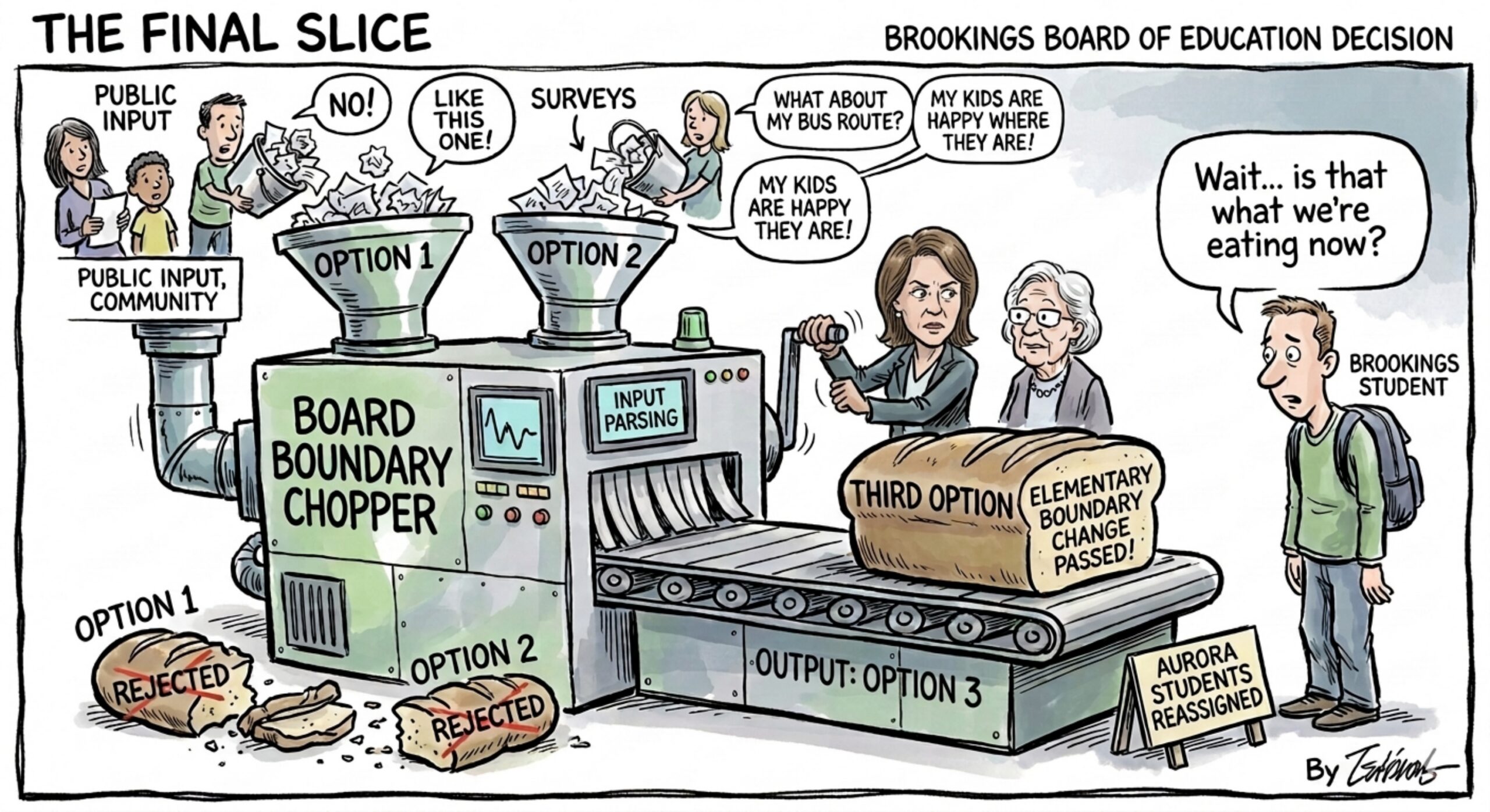 Editorial cartoon: Changing school boundaries in Brookings