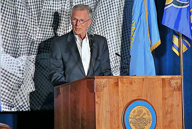 Former U.S. Sen. Tom Daschle gives his opening remarks at the Daschle Dialogues on April 7 at South Dakota State University.