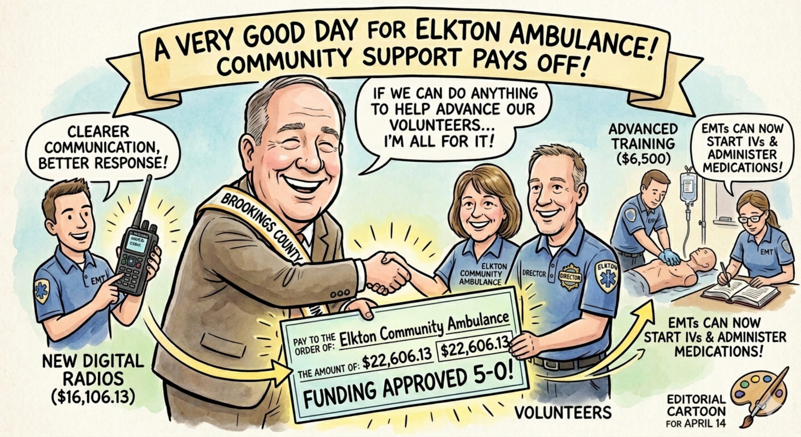 Editorial cartoon: Good job, Elkton Community Ambulance