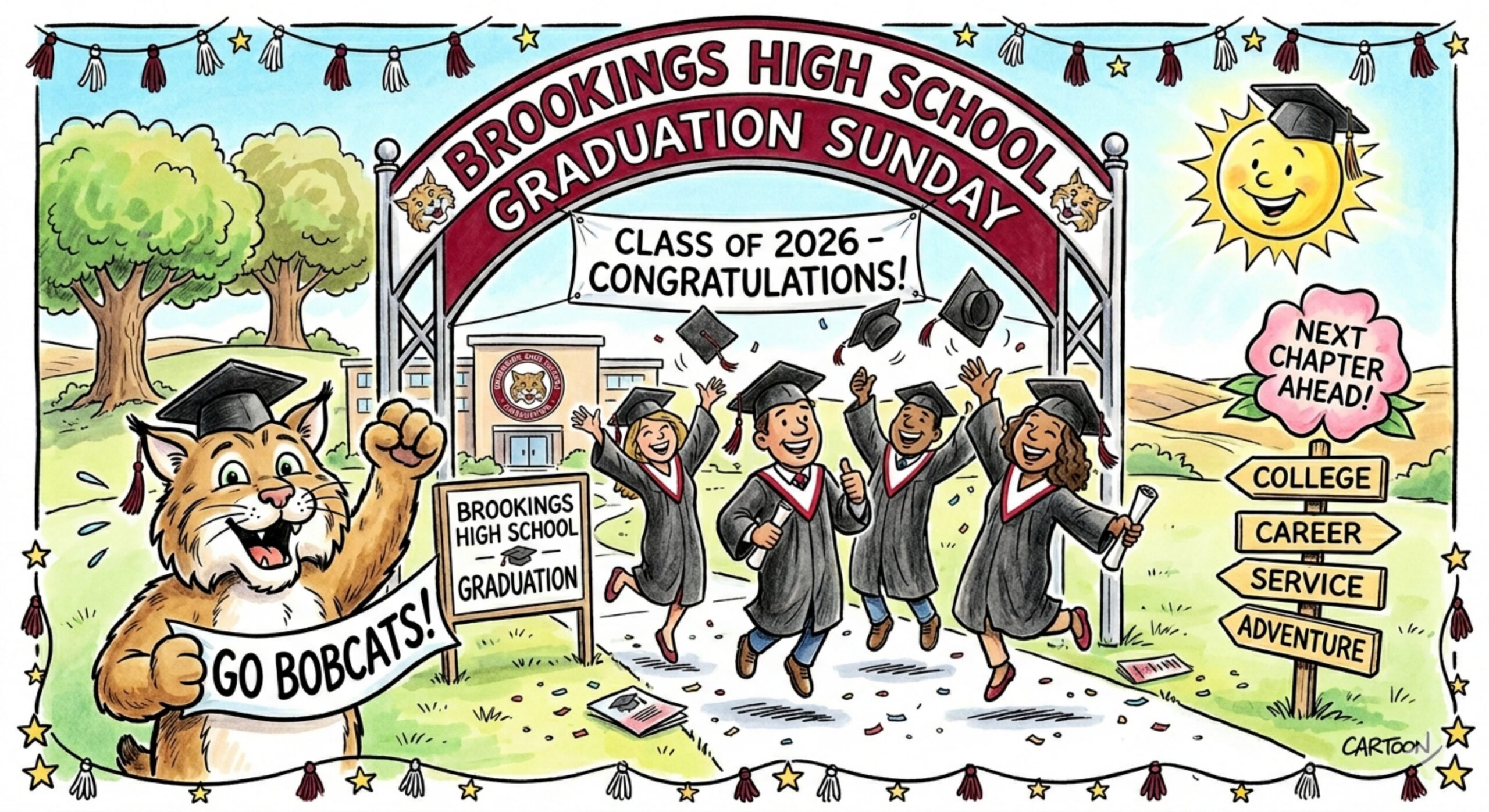 Editorial cartoon: Hats off, Brookings High School graduates!