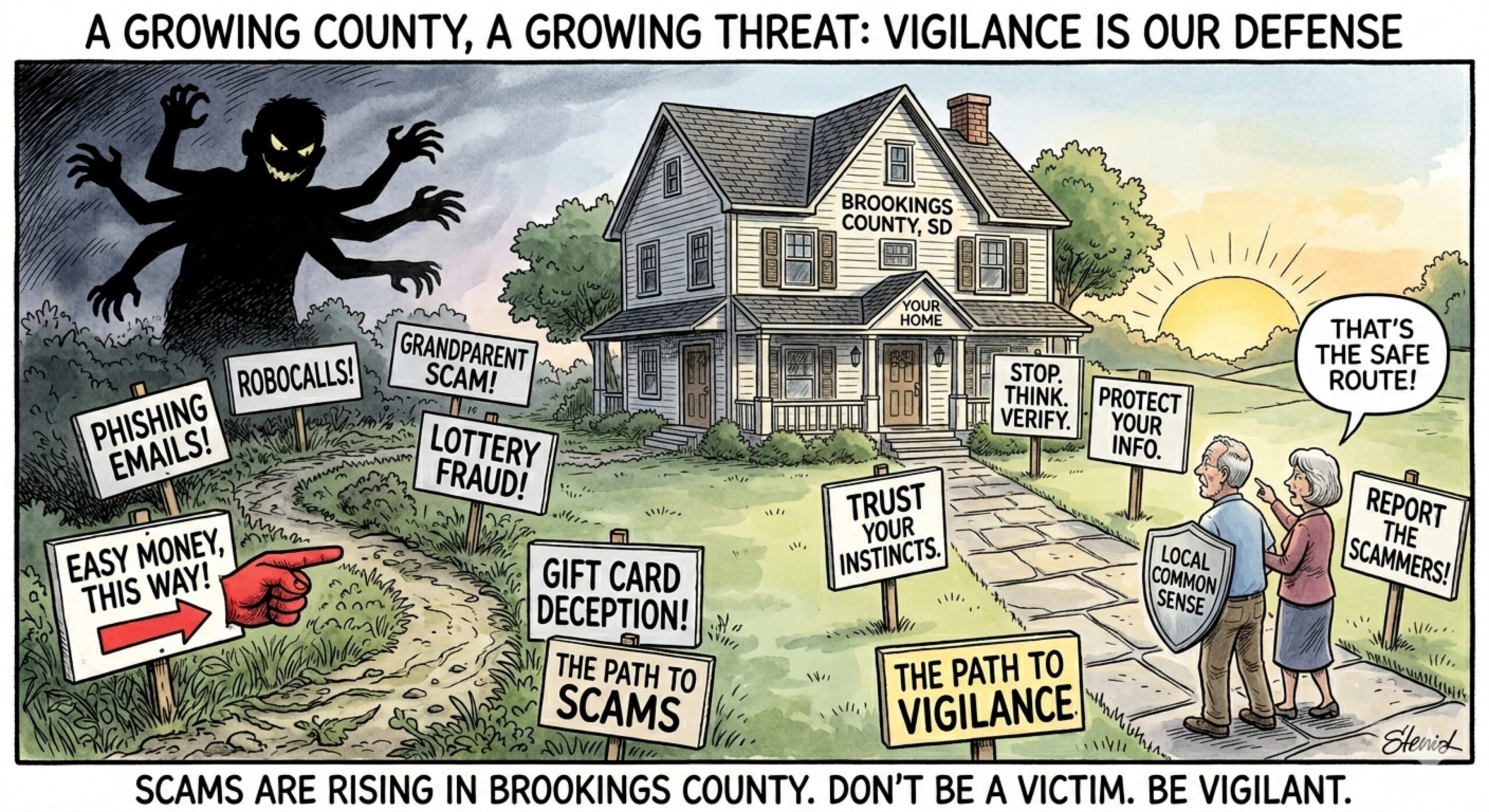 Editorial cartoon: Be aware of scams